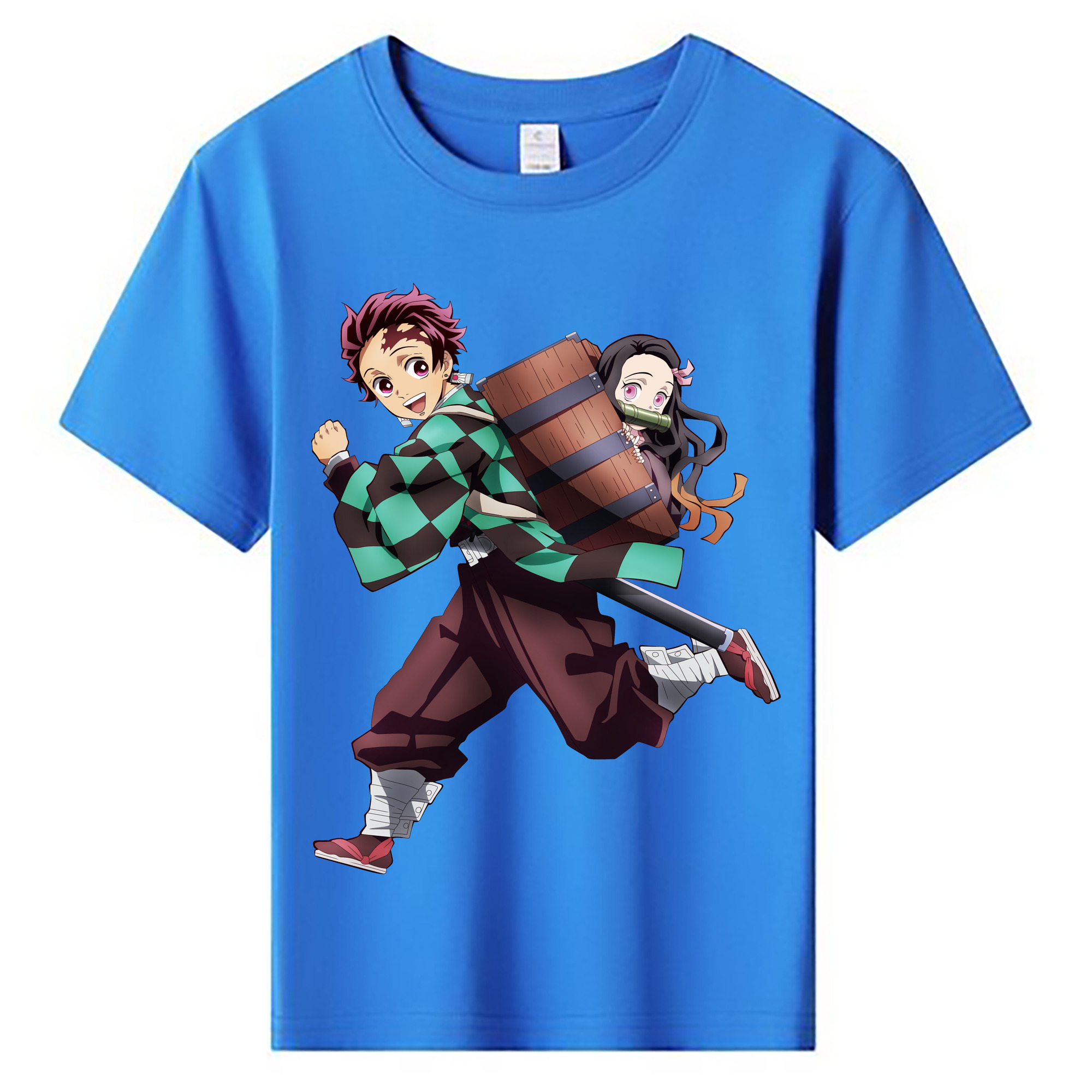 （画像用） 鬼滅の刃 竈門 炭治郎／かまど たんじろう Kamado Tanjirou 綿100％キッズTシャツ（フロントプリント）